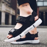 新款夏季凉鞋男士防滑沙滩鞋个性外穿两用拖鞋学生透气凉拖一字拖 927白色 37