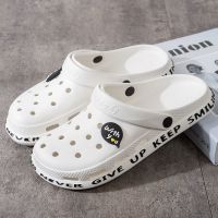 洞洞鞋男韩版透气ins潮凉鞋夏季外穿软厚底防滑情侣懒人包头拖鞋 男款白色 40 此款偏小,请拍大一码