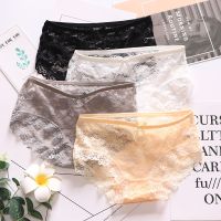 内裤女蕾丝学生少女韩版黑色低腰可爱蕾丝三角裤头性感透明初中生 [3条装]腰部颜色随机 [均码]75-110斤