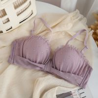 抹胸内衣防走光bra少女日系套装无钢圈收副乳防下垂小胸聚拢文胸 粉紫色[单件]迷幻 70A 32