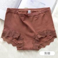 [多条装]少女士内裤性感内裤女学生韩版中腰提臀蕾丝三角裤头女 焦糖咖 均码 1907[80-120]斤