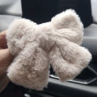 毛绒蝴蝶结发夹白色兔毛后脑勺发卡发饰发绳韩版jk甜美头饰夹子 浅灰色-毛绒蝴蝶结