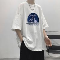 韩版宽松五分袖t恤男夏季圆领半袖上衣男士短袖体恤衫潮流衣服男 D205白色 M 80-100斤