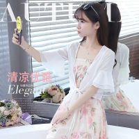 21泡泡袖方领复古法式温柔初恋夏季新款宫廷风小众设计连衣裙仙女 白色披肩 S [80-100斤]