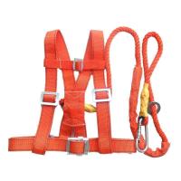 高空作业安全带户外施工保险带五点式耐磨空调安装防坠落安全绳子 橙色国标单钩2米绳