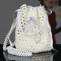 手工DIY串珠水桶包女包成人编织珍珠穿珠手提包散珠子制作装饰品 桶包 米白色 材料-非成品