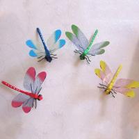 仿真蝴蝶蜻蜓假蝴蝶塑料蝴蝶墙贴3d立体冰箱磁性贴窗帘贴装饰 4只混色蜻蜓磁铁胶款(适合贴墙)