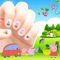 小猪佩奇冰雪奇缘儿童防水环保无毒指甲贴女宝宝美甲贴卡通公主 小猪佩奇5张