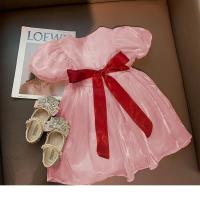 女童夏装连衣裙2021新款儿童中小童泡泡袖裙子洋气宝宝韩版公主裙 粉红色 80