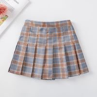 女童百褶裙半身裙春夏装洋气新款学院风儿童格子裙宝宝小短裙白搭 灰色格子防走光[后松紧腰] 110 建议30斤以内