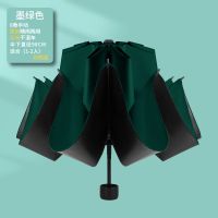 手电筒雨伞全自动折叠大号双人超大加大加厚简约晴雨两用遮阳学生 手动-8骨黑胶伞-墨绿色