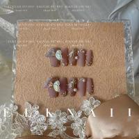 假指甲美甲贴片 灵动蝴蝶 磨砂巴洛克慕斯美甲 超美边框美甲贴片 磨砂蝴蝶结 小号S