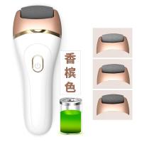 电动磨脚器皮磨脚神器磨脚石修脚器去老茧USB充电式磨甲工具 香槟色-2档调速充电式磨脚器(配置3磨头)