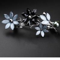 复古发夹女后脑勺优雅气质妈妈发卡中号横夹顶夹弹簧夹子头饰成人 灰黑色一枝花