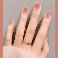 气质穿戴美甲成品 超薄甲片 渐变果冻豆沙粉金边法式假指甲贴片 渐变豆沙粉金边-胶水款