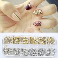 美甲饰品美甲镂空金属圈指甲钻指甲油胶干花柳丁钉爱心贴片空心圈 金银混装柳丁