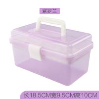 素描铅笔盒 文具盒美术用品收纳盒 铅笔盒绘画塑料美术工具箱两层 小号透明紫罗兰