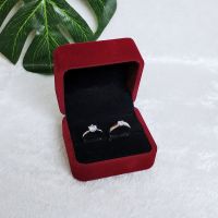 结婚礼首饰戒指盒钻戒求婚珠宝高档绒布饰品对戒盒单个小收纳盒子 酒红色对戒盒1个(无对戒)