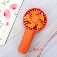 手持USB充电钻石锂电电池风扇迷你夏天便携办公桌上宿舍大风力 活力橙