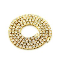 外贸跨境饰品亚马逊 欧美镶钻嘻哈男士单排水钻合金项链挂件 单排钻手表扣金色 20cm(8inch)