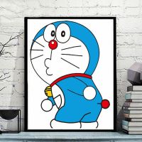 数字油画diy手工绘制作填色油彩涂鸦动漫人物风景客厅卧室装饰画 F069哆啦A梦 40*50尺寸画布(无内框)