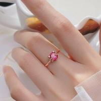 可爱猫咪石榴石戒指水晶宝石女学生闺蜜小清新尾戒女ins小众设计 JZ206红水晶戒指