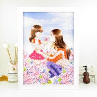 母亲节妈妈创意礼物纽扣画DIY材料包儿童亲子手工制作幼儿园玩具 感恩妈妈 A4彩图(无相框)+全套材料