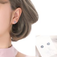 土耳其耳环恶魔之眼耳钉女蓝眼睛复古个性百搭气质小清新耳饰品 白金色 恶魔之眼耳钉