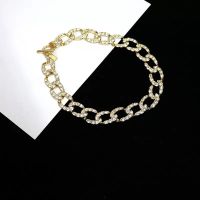 欧美ins小众女项链博主同款重工粗链条镶钻名媛百搭时尚锁骨链女 金色