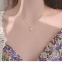不褪色一颗钻锁骨链轻奢高级感钛钢项链女嘴唇素链简约闪锆石吊坠 嘴唇链 单钻项链 金色