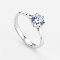 钻戒配证书1克拉莫桑石情侣戒指女六爪钻戒女求婚戒指情人节礼物 1克拉六爪镂空戒指