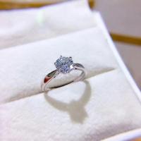 1克拉仿莫桑钻925戒指 六爪镶钻戒求婚指环结婚手饰饰品 无礼盒款