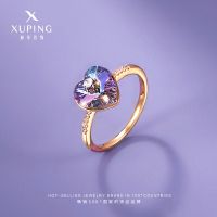 女款戒指指环桃心奥地利仿水晶时尚款式多彩气质搭配送闺蜜朋友 紫光 9号
