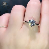 配国鉴证书 1克拉仿真莫桑石925戒指女情侣戒指结婚求婚戒指钻戒 六爪高档戒指[开口可调节]
