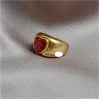 B家 爱心宝石戒指复古高级感个性指环2021新款大气时尚明星同款 爱心宝石戒指8号