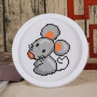 十二生肖钻石画2020年新款满钻带框儿童十字绣小件点水晶贴画2019 不含 玻璃圆相框 生肖猴20*20厘米