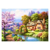 [带框]新款钻石画满钻卧室餐厅小幅钻石绣贴钻十字绣风景画小图 爱的小屋 满钻全贴[40x30厘米]送工具