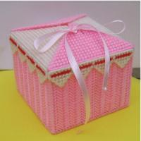 新款立体毛线十字绣盒子首饰收纳盒置物盒套件材料包蓝色保险箱 [材料包非成品]浪漫粉色收纳盒