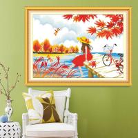 十字绣山水画风景小图小幅可爱自然风植物花卉卧室2021清新款女孩 52*40cm高清彩色印花 [生态棉线]