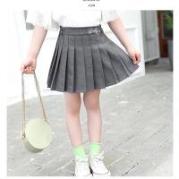 女童百褶裙半身裙2021秋冬中大童小学生黑色灰色校服裙演出短裙 灰色字母(西装春夏款) 100 (偏小一码)