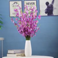 跳舞兰仿真花套装欧式假花干花束家居客厅餐桌电视柜装饰花艺摆件 紫色 #6枝跳舞兰不带花瓶