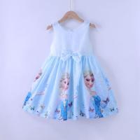 女童连衣裙儿童裙子冰雪奇缘连衣裙爱莎公主裙新款中大童裙子夏装 蝴蝶结天蓝色 110 建议身高95-105cm