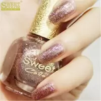[第二件半价]SweetColor环保无毒亮片指甲油套装裸粉持久不掉色 金香槟