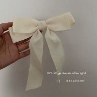 奶白色大号蝴蝶结飘带发夹发饰法式复古温柔少女感ins顶夹子头饰 奶白色发夹 2个