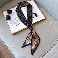 黑色小长条窄丝巾女百搭春秋季围脖子装饰长款薄围巾方巾韩国领巾 咖啡色