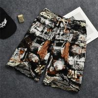 夏季棉麻印花大裤衩沙滩裤男士亚麻宽松大码速干五分裤短裤 20号色 4XL 110-150斤