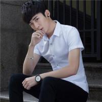 夏季韩国短袖衬衣港风复古宽松海边度假夏威夷花衬衫沙滩情侣款潮 纯白短袖衬衫 S[90斤以下穿]