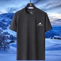 富贵鸟短袖冰丝t恤男夏季宽松大码薄款吸湿透气跑步健身速干衣T恤 黑色 M
