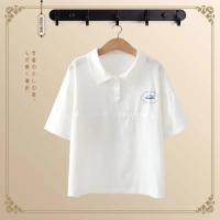 夏季中学生宽松短裤女大童背带裤初中生甜美学院风少女裤子高中生 白色T恤衫 100 建议身高90-100