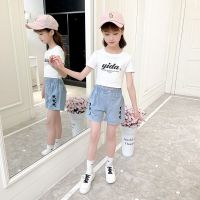 女童牛仔短裤夏装2021新款外穿中大童裤百搭宽松韩版洋气儿童裤子 爱心-----短裤 110